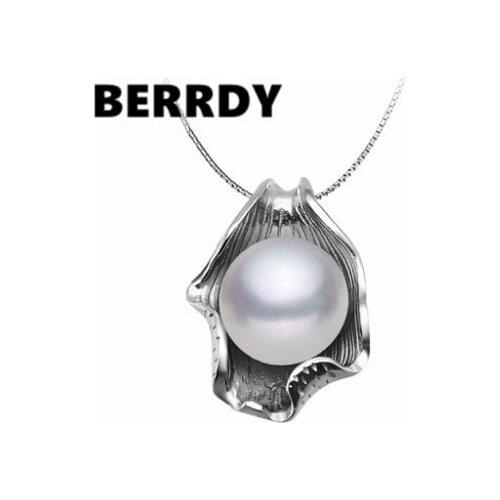 11-12mm Super Big Size Pearl, HOT PROMOTION REAL Freshwater Pearl Pendant Necklace with Silver Necklace Chain with High Quality
