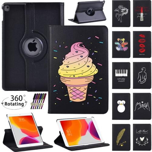 360 Rotating Cover for Apple IPad Mini 1 2 3 4 5Gen/iPad 2 3 4 5 6 7 8 Gen Tablet Pu Leather Automatic Sleep Wake Case + Pen
