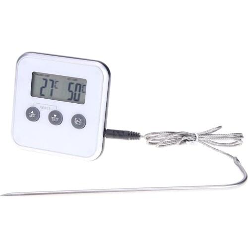 Digital Electronic Thermometer Timer Food Meat BBQ Oven Temperature Meter Gauge With Probe Kitchen Tool Household Measuring Tool