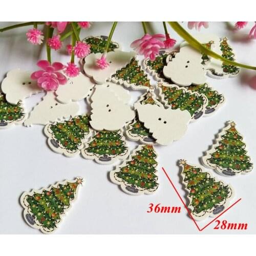 50Pcs Christmas tree Fashion Bulk Wood Button Sewing Accessories Decorative Buttons Handmade Scrapbooking Craft DIY