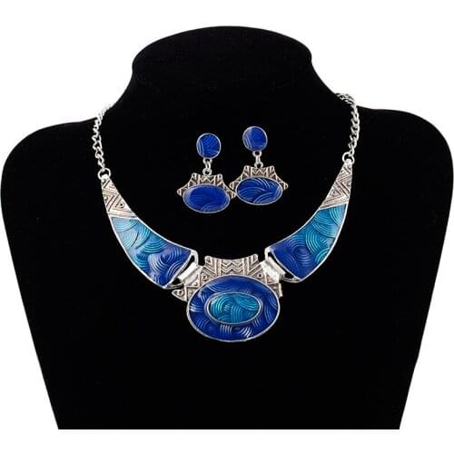 Women Exaggerated Necklace Earrings Set Fahion Metal Jewelry Punk Collar Female Accessories