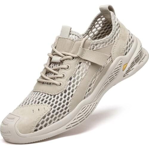 Y81 Gesigner Shoes Mens Genuine Leather Big Mesh Summer Breathable Lace-up Casual Sneakers Classic Chunky Walking Blue