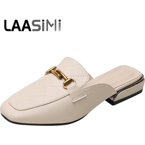 LAASIMI Summer Women Casual Sewing Mules for Ladies Fashion Outside Slipper Shoes Woman Korean Style Slides Large Size 35-41
