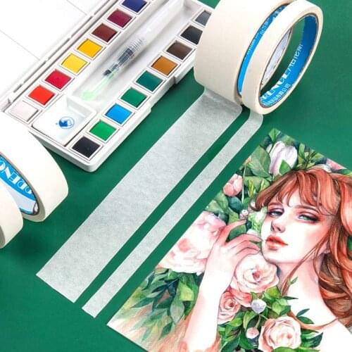 Watercolor Masking Adhesive Tape Painting Textured Paper Tap Cover Glue sketch Leave White Tool Wrinkle Paper Art Supplies