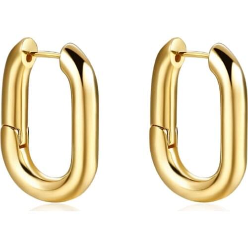 316L Stainless Steel Retro Geometric Copper Earrings Fashion Personality Temperament Simple Oval Earrings No Fade