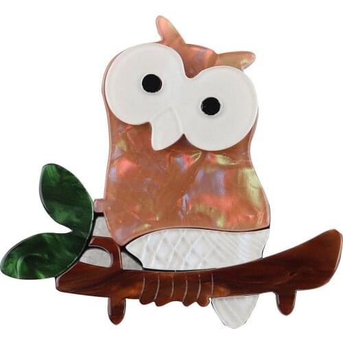 Fashion Cute Colorful Handmade Owl Acrylic Brooches and Pins for Women Girls Bird Animal Badge Brooch Pins Lapel Jewelry Party