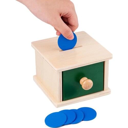 Montessori Preschool Material Object Permanent Storage Box With Tray Ball Practice Hand-eye Coordination