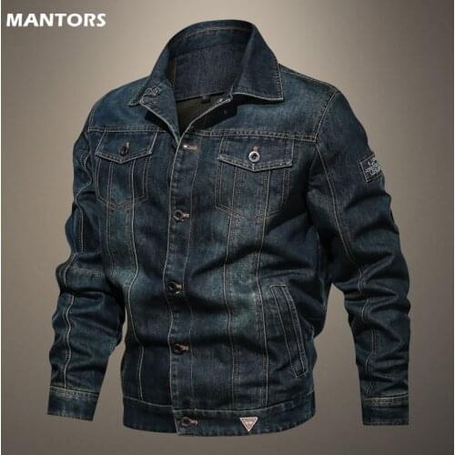 2021 Autumn Men Denim Jacket Fashion Cotton Cowboy Jacket Lapel Street Wear Windproof Coat Casual Slim Jeans Jacket Men Oversize