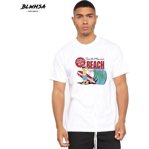 BLWHSA Surf Beach Printed T Shirt Men Fashion Short Sleeve Summer Funny T-shirt Cool Design Beach Printing Plus Size Shirts