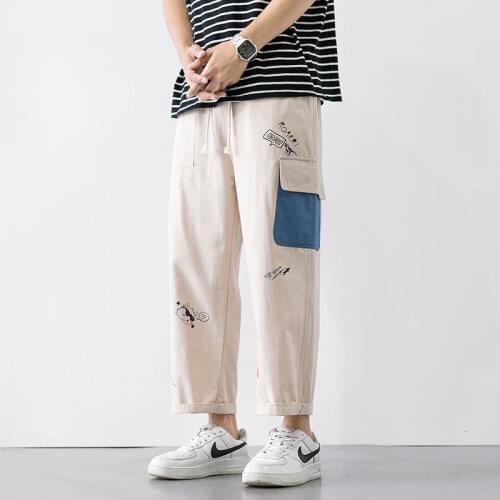 Hip Hop Funny Printed Men Harem Pants Korean Mens Casual Straight Pants Streetwear Man Loose Pants Trousers