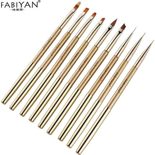Nail Art Crystal Carving Brush Flat Round Extension Gradient Liner Flower 3D Painting Powder Stripe Lines Pen Manicure Tools