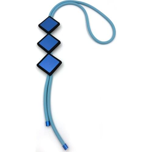 2019 New shining Geometric shape Aluminum charm Rubber rope simple statement necklace clothes accessories for new office lady