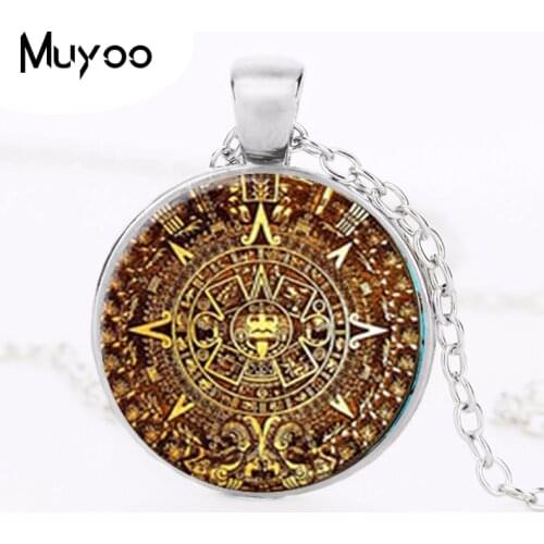 New Fashion Aztec Calendar necklace Sun Stone pendant Aztec Calendar jewelry Art Glass Pendant HZ1