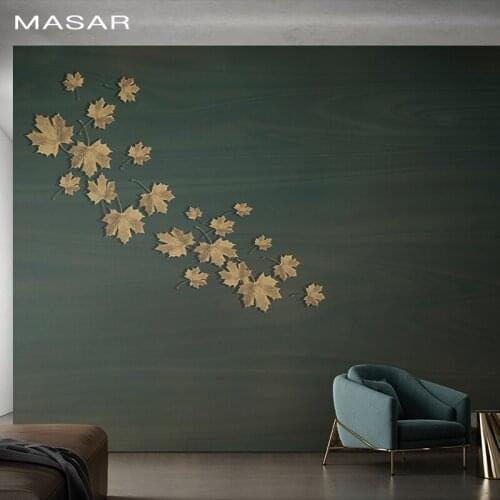 MASAR Original simple yellow maple leaf mural bedroom bedside living room dining hall hall background wall wallpaper fluid