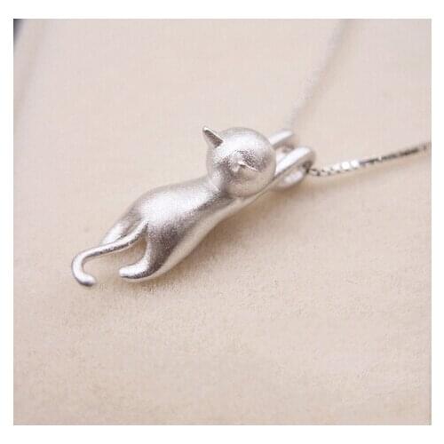 Silver Color Necklaces Cat Pendants & Necklaces Jewelry Colar de Plata
