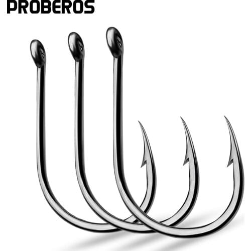 PROBEROS 200pcs Fishing Hook 3#-15# single hook High Qulity fishing tackle black color Jig Big Hook Treble Hooks
