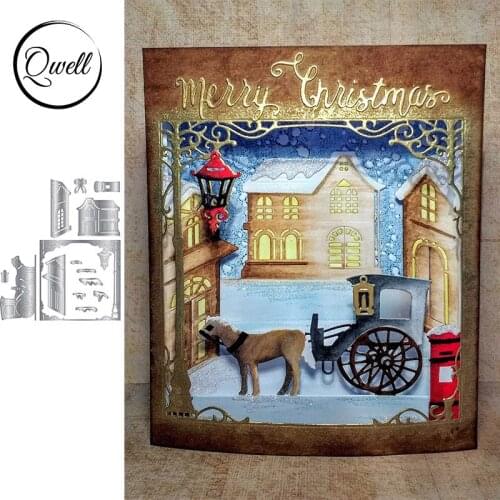 QWELL Winter Carriage Houses Metal Cutting Dies for Scrapbooking and Card Making Paper Embossing Craft New 2019 die cuts