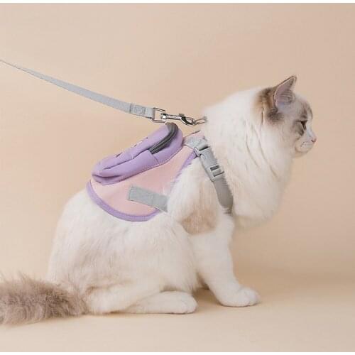 Cute Cat Harness Vest Pet Dog Harness Backpack With Leash Set Lead Set Outdoor Pet Collar Walking Puppies Cats Carrier Bags