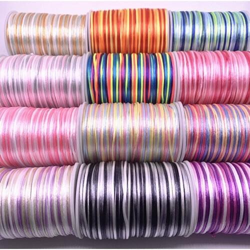 New 5yards 2.0mm Gradual Change Colourful Chinese Knot Line Cord Silk Satin Cord Nylon Cord DIY Handmade Knitting String Cords