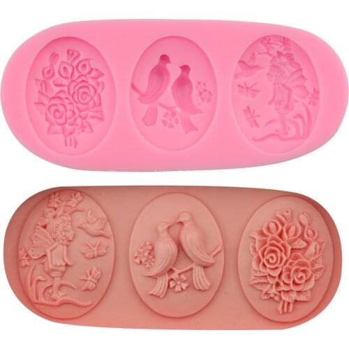Valentine Marry Rose & Bird & Butterfly Silicone Fondant Soap 3D Cake Mold Cupcake Candy Chocolate Decoration Baking Tool FQ2251