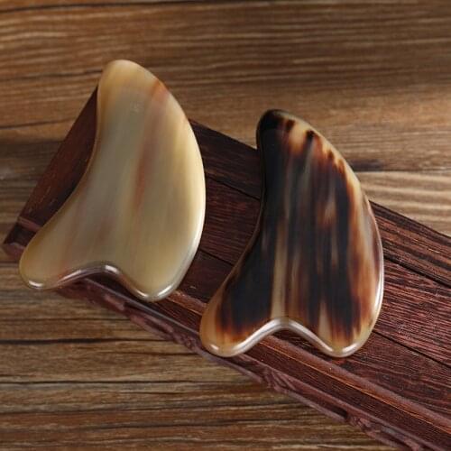 Natural Horn Gouache Scraper Face Gua Sha Massage Beauty Tool Facial Eye Acupuncture Therapy Remove Wrinkles Skin Lifting Care