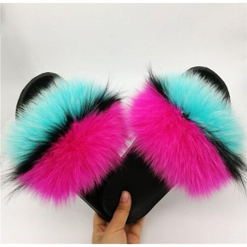 Fur Slides Women Furry Shoes Home Female Fluffy Slippers Indoor Fur Sandal Ladies Designer Luxury Slides House Fashion New 2020