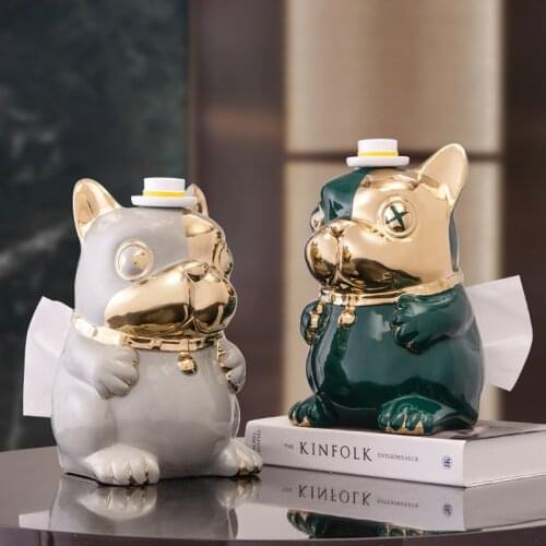 Cool Bulldog,Statue,Table Decoration,Fashion Sculpture,Home Room Decor,Multifunction,Desk Storage,Figurine Miniature,Tissue Box