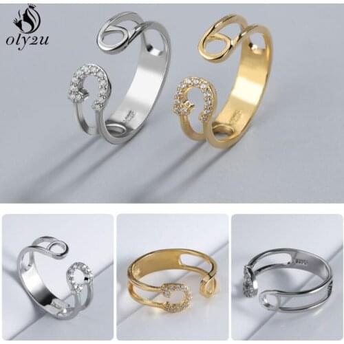 Unique Design Crystal Pin Shape Midi Ring Gold Silver Color Rhinestone Statement Rings for Women Fashion Jewelry Accessaries