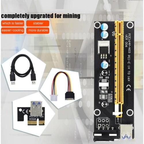 Ver006 Powered USB 3.0 PCI-E 1X to 16X GPU Riser Extender Card for Mining