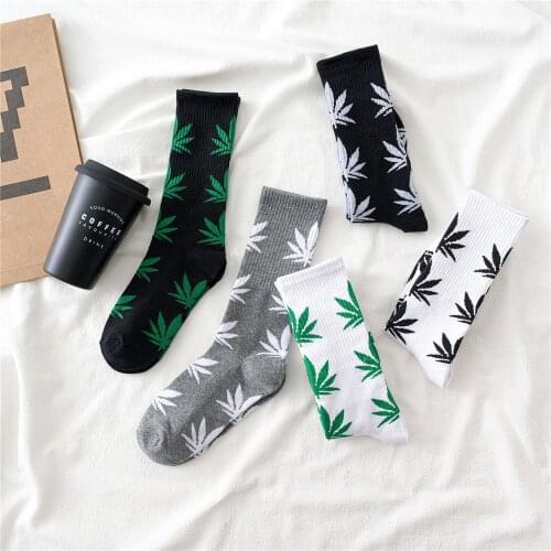 1 Pair Mens Fashion Harajuku High Quality Unisex Weed Hemp Cotton Socks Crew Funny Socks Autumn and Winter Give Men A Gift