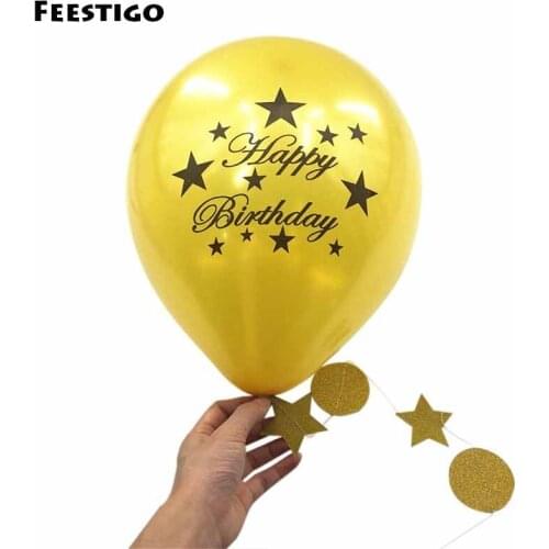 12pcs 10inch Happy Birthday Star Latex Balloons For Kids Birthday Party Gold Black Home Decorative Glitter Letter Balloons Gifts