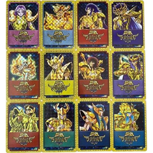 12pcs/set Saint Seiya Soul of Gold Flash Cards Repaint Composite Craft Toys Hobbies Game Collection Cards
