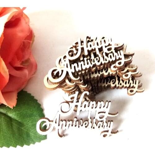 Festival Scene Props Decoration Wood Happy Anniversary Wedding Anniversary 15pcs