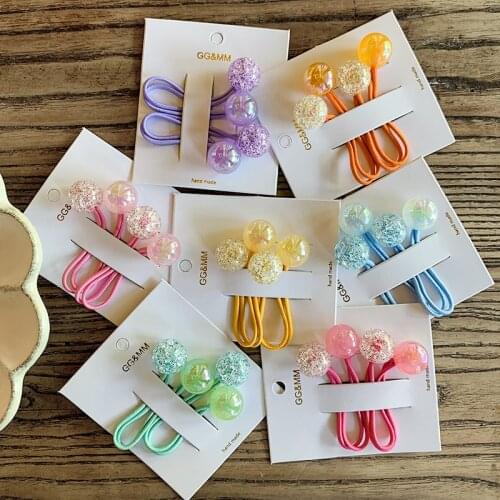 2PCS Colourful Magic Beads Cute Princess Headwear Baby Headdress Children Hair Ropes Girls Accessories Kids Elastic Hair Bands