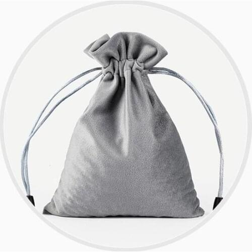 20pcs/lot High Quality 8x10cm Green/Black/Purple/Brown/Silver Grey Velvet Drawstring Bags Jewelry Gift Storage Packaging Pouch