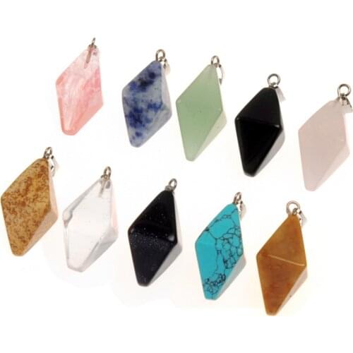 24pcs/lot Gems Pyramid-Finest Small Roses Quartz Natural Clear Quartz Multi Sides Carved Crystal Pendant Healing DIY Making Free