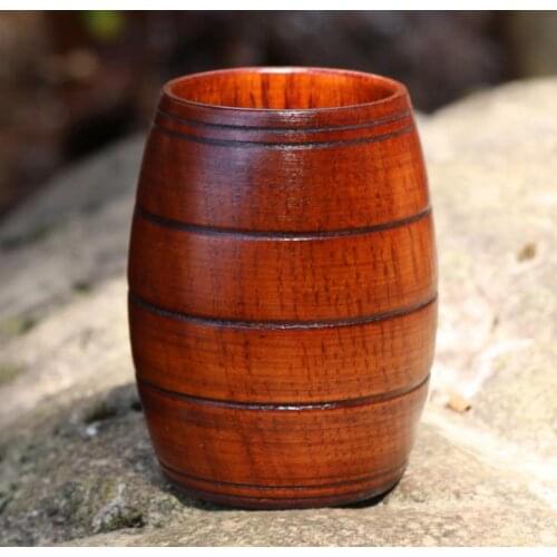 50pcs/lot Wooden Belly Beer Cup Wood Carved Classical Tea Cup Eco-Friendly Drinkware Kitchen Bar Accessories SN1185