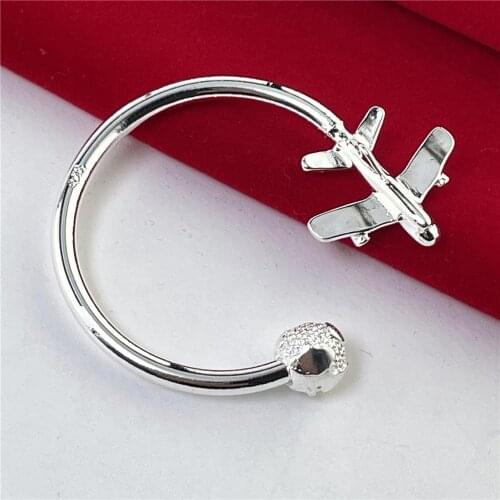 925 Silver Keychain Airplane Shape Simple Keychain Fashion Jewelry Gift