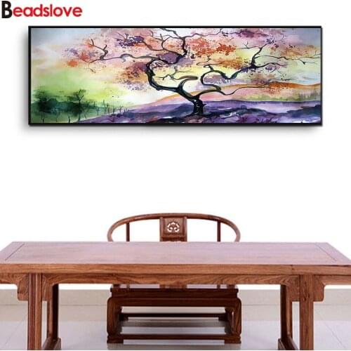 5D Diy Embroidery Scenic dream Coloured trees Cross Stitch Full square Diamond Painting round drill Landscape mosaic Home decor