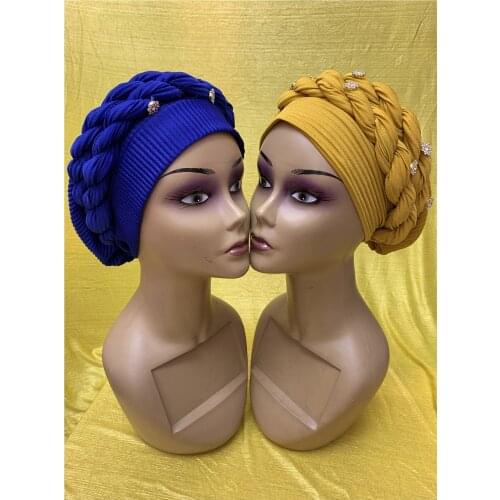 Bandage Gele Headtie Aso Oke Ready Auto Ladies Turban Hat Turban Cap Afircan Women Hat Hat 12psc/pack