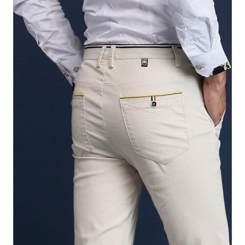Classic Style Men Spring Summer Thin Casual Pants Fashion Business Cotton Solid Color Office Trousers High Quality Men Trousers