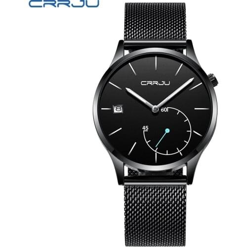 Relogio Masculino CRRJU Quartz Watch Men 2018 Top Brand Luxury Leather Mens Watches Fashion Casual Sport Clock Men Wristwatches