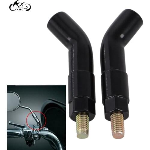 1Pair Motorcycle Black Mirror Stem Extenders For Harley FLTR FLHT FXSTB Heritage Softail FLST Fatboy Dyna Sportster 883 1200