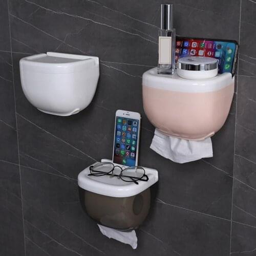 2020 Hot Mobile phone rack paper towel box Waterproof Toilet Paper Holder Mobile Phone Storage Shelf Wall Mounted Rack New