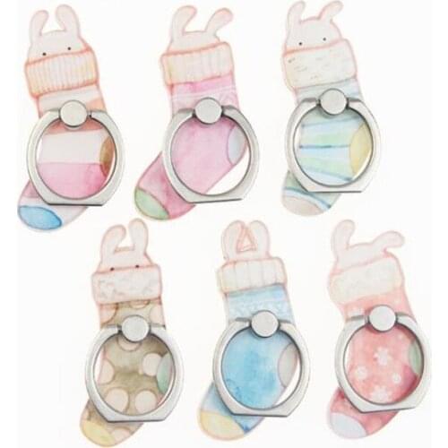 UVR Pig Mobile Phone Stand Holder Animal Finger Ring Smartphone Rabbit Cute Sock Phone Holder Stand For iPhone Huawei All Phone