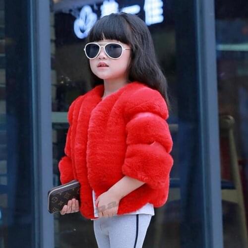 Wholesale Promotion 2019 Winter Childrens Faux Fur Coat Thicken Warm Jacket For Girls Spliced Outwear Modis Kids Clothes Y1891