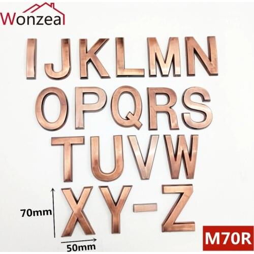 Height 70mm Red copper Bronze Plaque House Number Hotel Door Plate Address Digits Sticker Door Sign 0123456789 A-Z