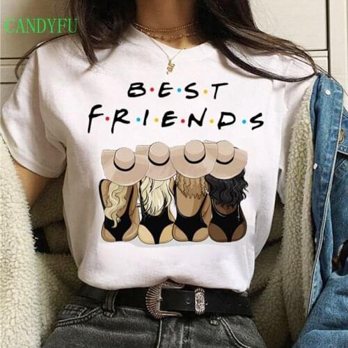 Summer Fashion Women T-shirt Harajuku Short Sleeve Funny Tops White Tshirt 90s Style Girlfriends Graphic Tees Harajuku Shirt