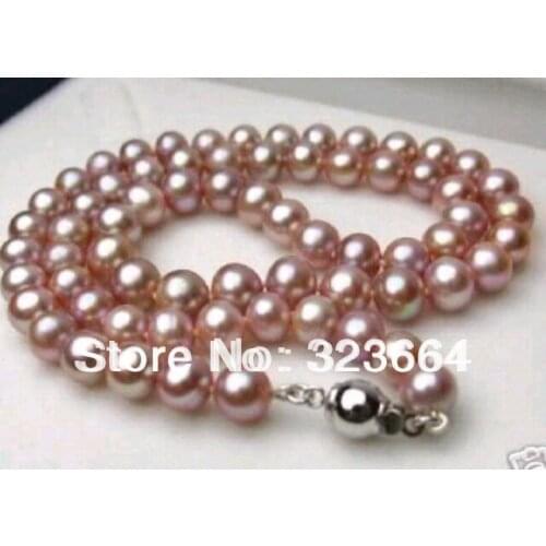 Hot Sell! GENUINE NATURAL PURPLE PEARL NECKLACE 7-8MM