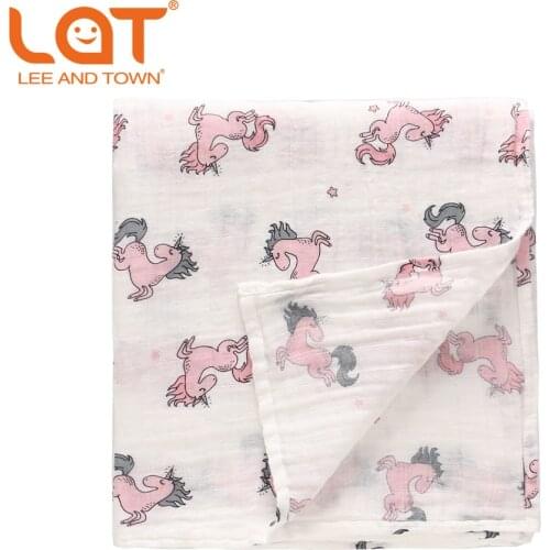 120*120cm Cotton Muslin Blankets Newborn Baby Receiving Blanket Infant Swaddle Wrap Kids Bath Towel Unicorn Stroller Covers